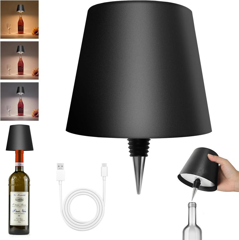 Hoide Store 2025 New Wireless Bottle Lamp - LED Bottle Lights for Liquor & Wine Bottles, Cordless Lampshade, Whiskey Bottle Top Light, Bottle Stopper Night Light Kit, Rechargeable 3-Tone Touch-Dimmable - Image 1